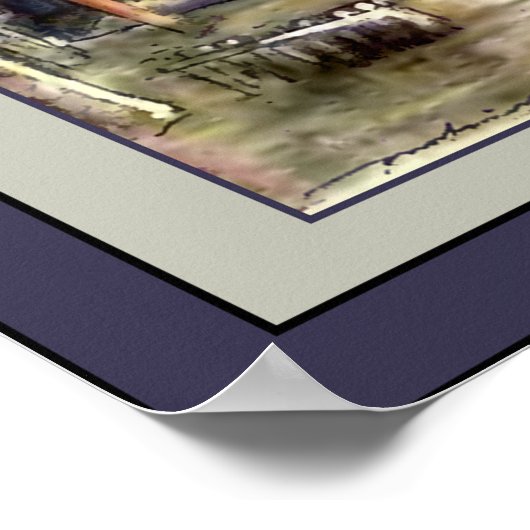 Japanse Waterverf ~ "A Tranquil Waterway" ~ 1901 ~ Poster (Hoek)