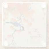 Japanse Waterverf  afdrukken met vogel Glazen Onderzetter (Achterkant)