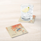 Japanse Waterverf  afdrukken met vogel Kartonnen Onderzetters (Insitu)