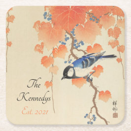 Japanse Waterverf  afdrukken met vogel Kartonnen Onderzetters