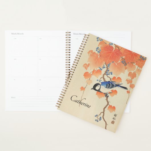 Japanse Waterverf  afdrukken met vogel Planner (Display)