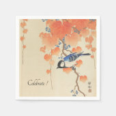 Japanse Waterverf  afdrukken met vogel Servet (Voorkant)