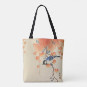  Japanse Waterverf afdrukken met vogel Tote Bag (Achterkant)