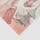 Japanse Waterverf Art Girl en Koi Fish Tissuepapier (Detail)