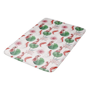 Japanse Waterverf Art Koi Fish Lotus Lily Pad Badmat