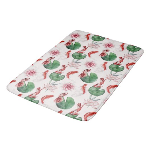Japanse Waterverf Art Koi Fish Lotus Lily Pad Badmat (Gekanteld)