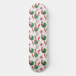 Japanse Waterverf Art Koi Fish Lotus Lily Pad Persoonlijk Skateboard