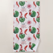 Japanse Waterverf Art Koi Fish Lotus Lily Pad Strandlaken (Voorkant)