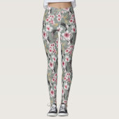 Japanse Waterverf Art Sakura Blossom Swallow Leggings (Voorkant)