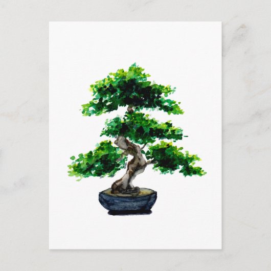 Japanse Waterverf Bonsai-boom Briefkaart (Voorkant)