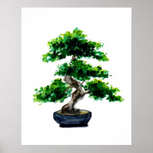Japanse Waterverf Bonsai-boom Poster