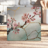 Japanse Waterverf Cherry Blossom Kintsugi Tegeltje
