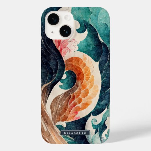 Japanse Wave Draak Schaal Monogram Case-Mate iPhone Case (Achterkant)