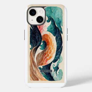 Japanse Wave Draak Schaal Monogram iPhone 14 Hoesje