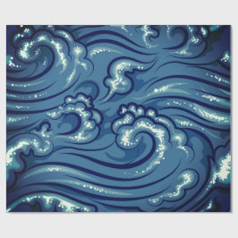 JAPANSE WAVELEN IN BLAUW CADEAUPAPIER