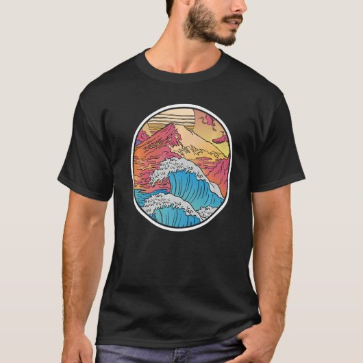 Japanse Waves Kanagawa Wave Mount Fuji Japan Vapo T-shirt (Voorkant)