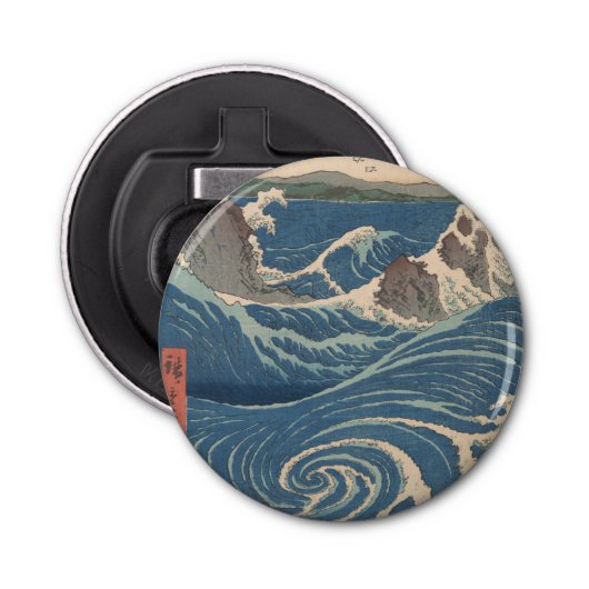 Japanse Waves Naruto Whirlpoolkunstwerk Button Flesopener (Voorkant)