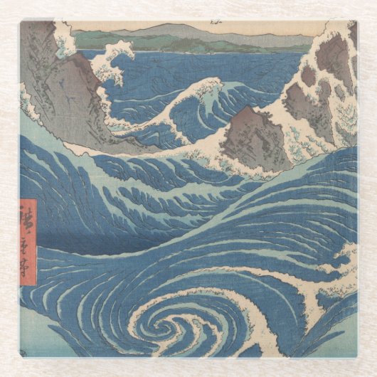 Japanse Waves Naruto Whirlpoolkunstwerk Glazen Onderzetter (Voorkant)