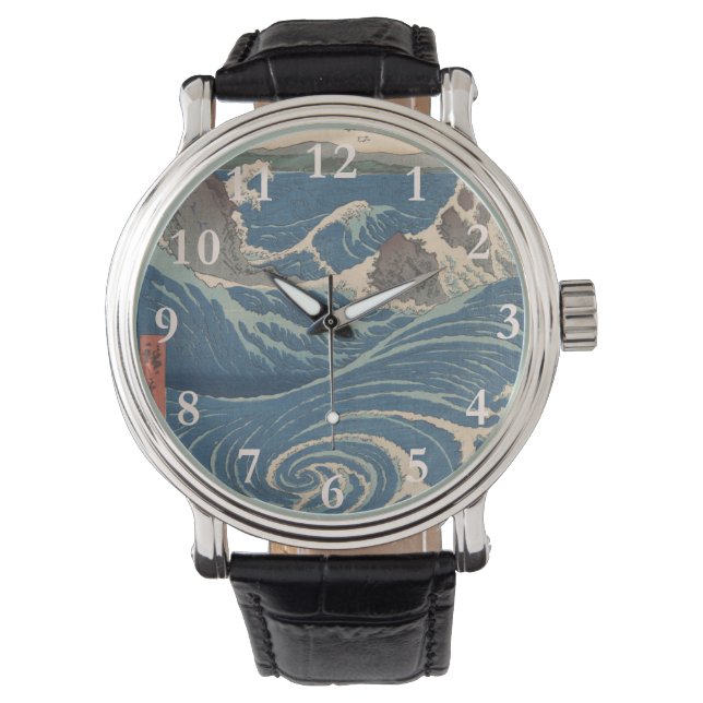 Japanse Waves Naruto Whirlpoolkunstwerk Horloge (Voorkant)