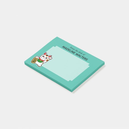 Japanse wenkende kat gepersonaliseerd post-it® notes (Schuin)
