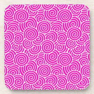 Japanse wervelpatroon - fuchsia roze en wit bier onderzetter