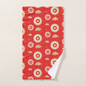 Japanse wind Wolken Rood Patroon Bad Handdoek (Handdoek)
