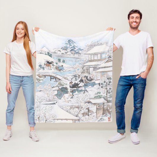 Japanse Winter Ukiyo-e van de 47 Ronin Fleece Deken (In situ)
