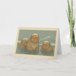 Japanse Winterapen - Kerstkaart Feestdagen Kaart