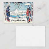 Japanse winterkerstkaart notitiekaartje (Voorkant / Achterkant)