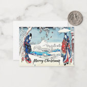 Japanse winterkerstkaart notitiekaartje (Voorkant / Achterkant in situ)