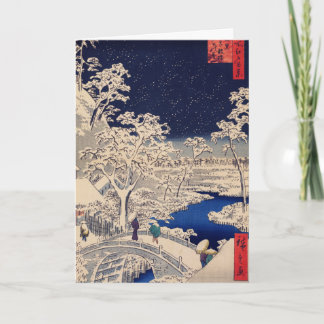 Japanse winterscène gevouwen kerstkaart feestdagen kaart
