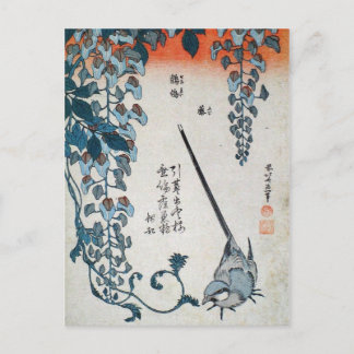 Japanse Wisteria en Wagtail (door Hokusai) Briefkaart