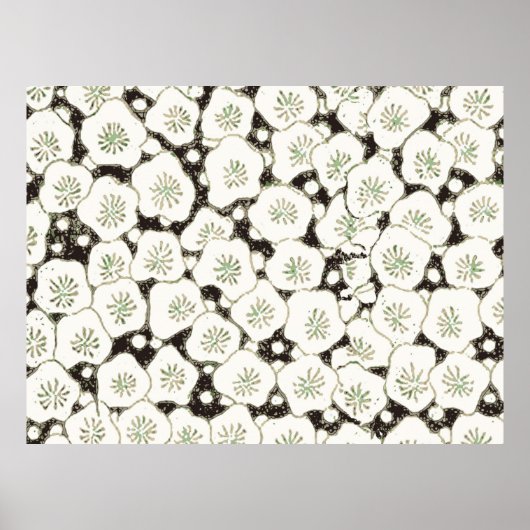 Japanse Witte Bloem Antiek Ontwerp Poster (Voorkant)