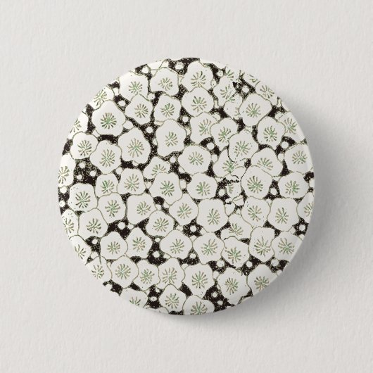 Japanse Witte Bloem Antiek Ontwerp Ronde Button 5,7 Cm (Voorkant)