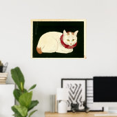  Japanse Witte Kat van Takahashi Shōtei Poster (Thuiskantoor)