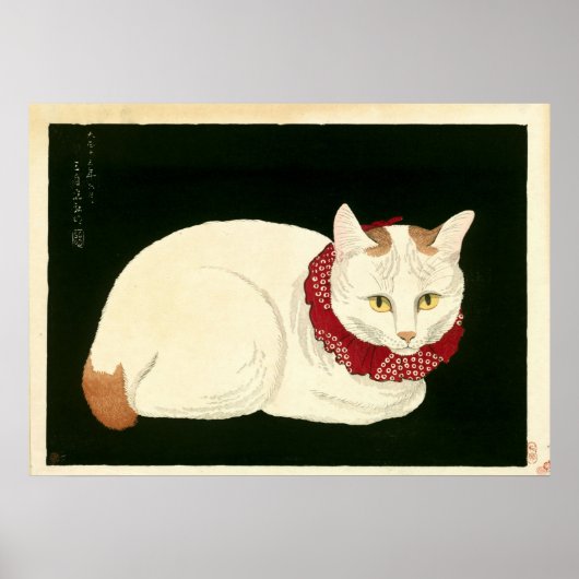 Japanse Witte Kat van Takahashi Shōtei Poster (Voorkant)
