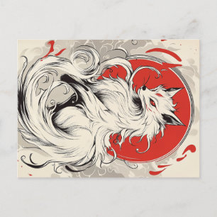 Japanse Witte Kitsune vos Briefkaart