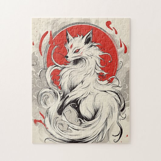Japanse Witte Kitsune vos Legpuzzel (Verticaal)