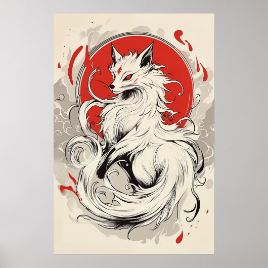 Japanse Witte Kitsune vos Poster (Voorkant)