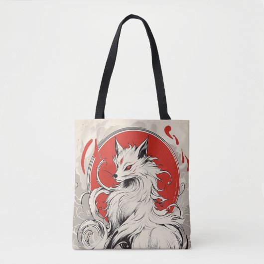 Japanse Witte Kitsune vos Tote Bag (Voorkant)