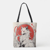 Japanse Witte Kitsune vos Tote Bag (Achterkant)