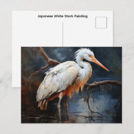 Japanse Witte Ooievaar Schilderij Briefkaart