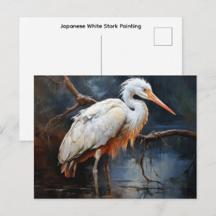 Japanse Witte Ooievaar Schilderij  Briefkaart