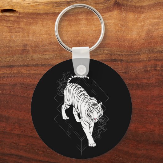 Japanse witte tijgerkunst sleutelhanger (Achterkant)