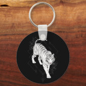 Japanse witte tijgerkunst sleutelhanger (Voorkant)