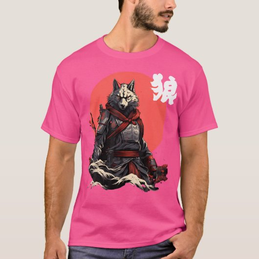 Japanse Wolf Ninja Japanse karakter Cool Wolf T-shirt (Voorkant)