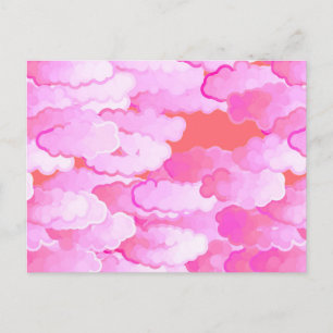 Japanse wolken, dageraad, orchidee roze en koraal briefkaart