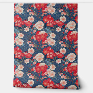Japanse wolken en bloemen behang