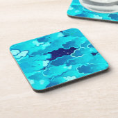 Japanse wolken, Evening Sky, Turquoise en Indigo Bier Onderzetter (Linkerzijde)