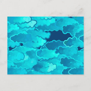 Japanse wolken, Evening Sky, Turquoise en Indigo Briefkaart